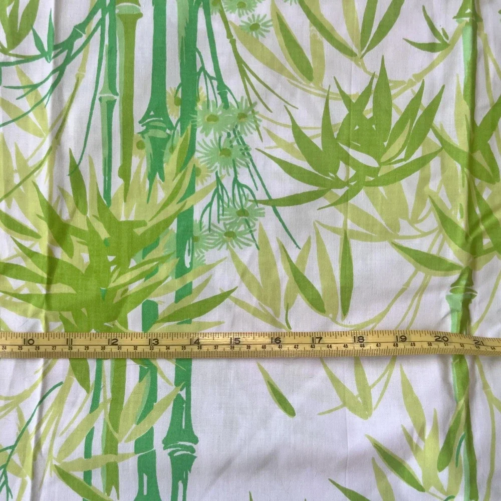 Vintage Twin Size fitted sheet, 2 pillowcases, Pacific green bamboo print‎